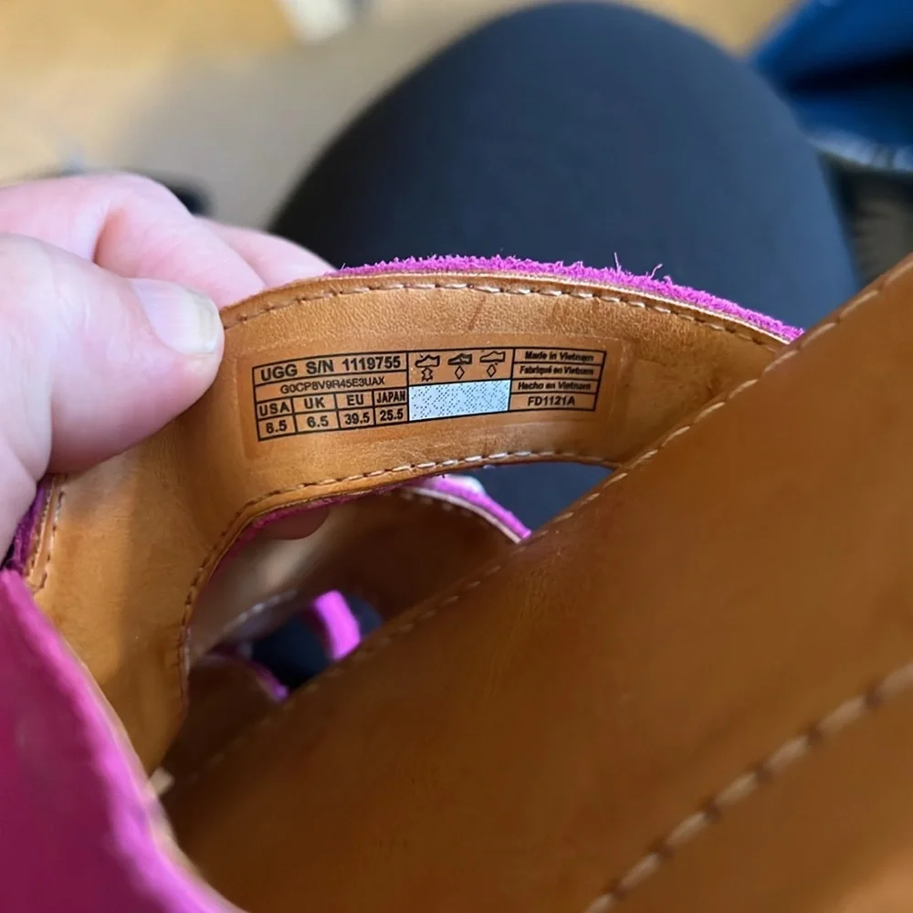 UGG Tuolumne Fuchsia Pink Suede Slide Sandals Womens 8.5 Flat Strappy 1119755‎